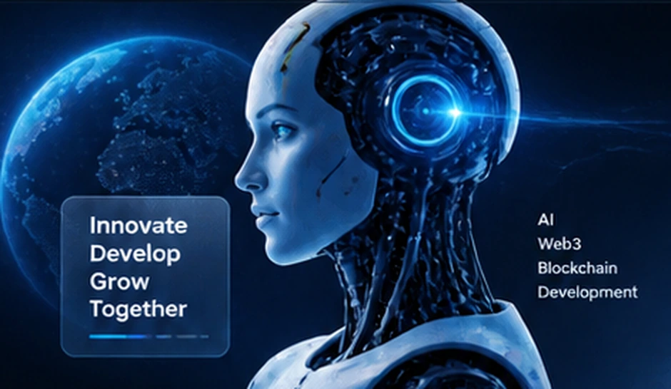 Futuristic AI and Web3 technology visual